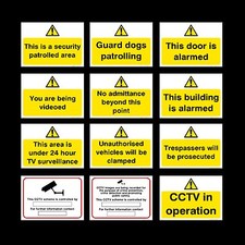 CCTV / 24hr / Guard Dogs / Security / Alarmed / Patrol - Plastic Sign, Sticker