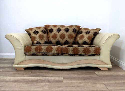 Sofa seater cream leather - 3,