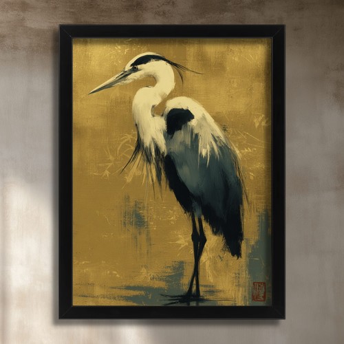 Vintage heron wall art - wall,