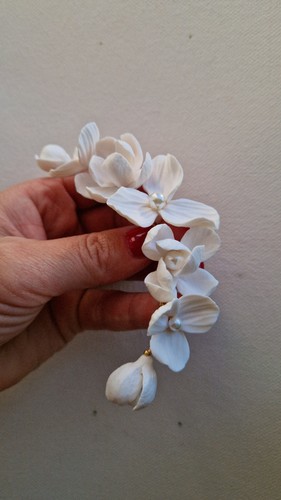 White floral pearl - hair, vine