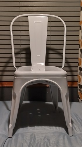 White metal tolix style chair - white,