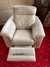 Reclining armchair & sofa leather beige seats 5