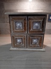 Shabby Chic Wooden 4 Drawer Mini Cabinet/Storage Box, Heart Detail, 28x29x13cm