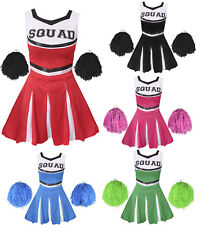 CHEERLEADER FANCY DRESS COSTUME CHILDS CHEER UNIFORM OUTFIT HIGH SCHOOL SPORT