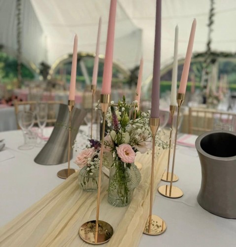 Gold look taper candle - look,