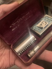 Vintage Pristine 1931 “King” Gillette Safety Razor Cased Blue  Empty Shave
