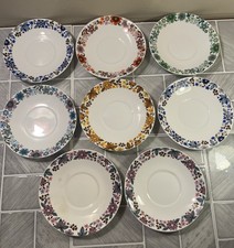 Elizabethan Carnaby Fine Bone China Floral Saucers x 6 + 2 With Defects