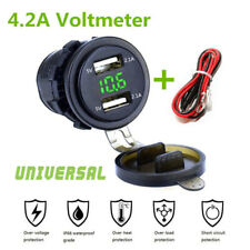 Green Dual USB Charger Socket Power Outlet 4.2A+ Voltmeter&Wire In-line 10A Fuse