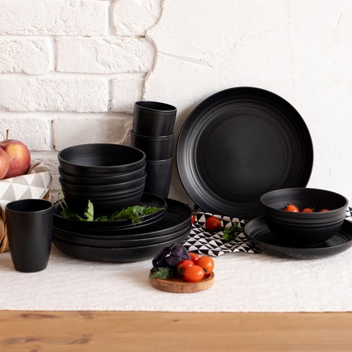 32pcs set black dinnerware - set,