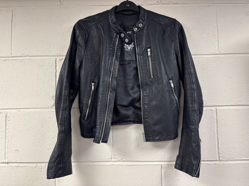Superdry black leather biker - superdry,