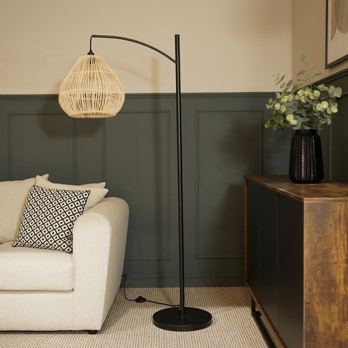 Black metal curve floor - black, lamp