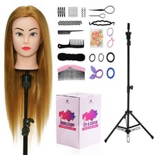 60% Real Hair Salon Training Head Hairdressing Mannequin Doll With Tripod Stand