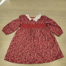 JoJo Maman Bebe girls red floral christmas long sleeve dress size 2-3 age 2-3