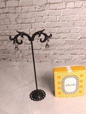 Stella & Dot Gun Metal Rhinestone Drop Earrings 925 Silver Wires New in Box