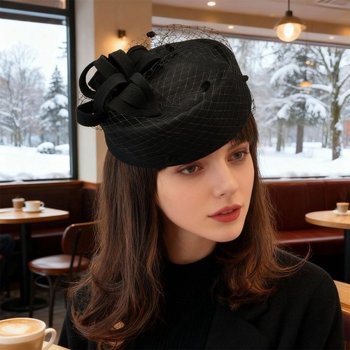 Royal pillbox hat - royal, veil