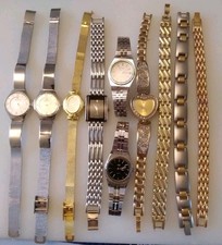 Job Lot of 7 Ladies Quartz Wrist Watches   – Spares/Repairs + 3 bracelets 