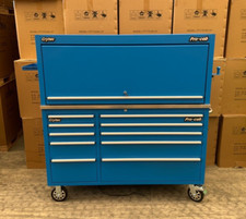 CRYTEC Pro Cab 55in Blue Stainless Steel Drawer Bench Tool Box Chest Hutch Full