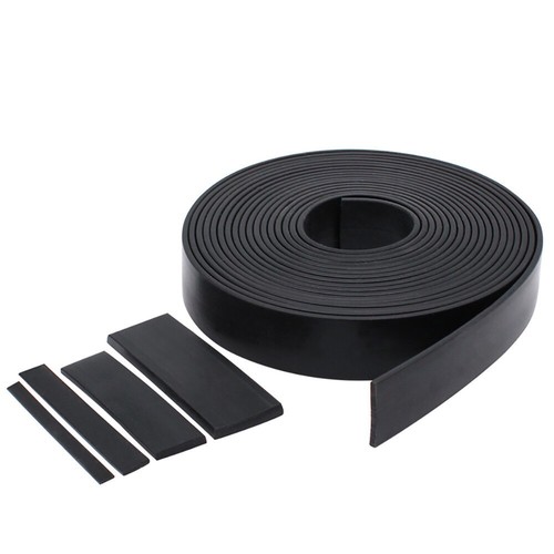 Black solid rubber flat strip - black,