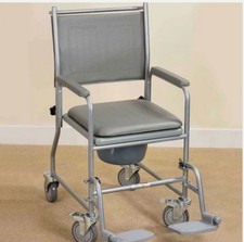 NRS Healthcare Wheeled Commode/Over Toilet Chair,Padded Seat and Backrest S30063