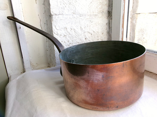 French antique copper pot iron