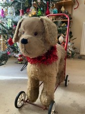 Vintage Mohair Push Along Ride on Dog Wheels International Model Aircraft Triang