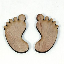 Baby / Babies feet laser cut plywood shape for craft making & decorating 100mm