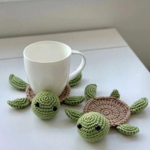 Crochet tortoise coasters for - coasters,