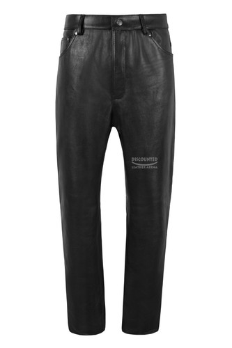 Men leather pants biker - leather,