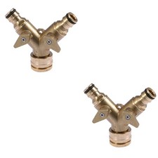 2pcs Double Garden Tap Connector Adaptor Solid Brass
