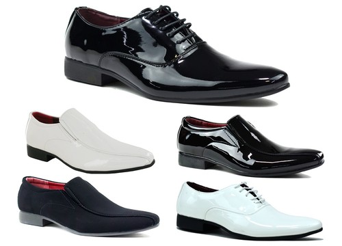 Mens white patent - patent, shoe
