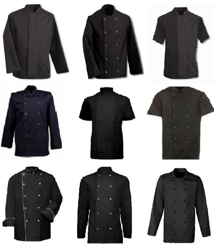 Black chefs jacket full half - black,