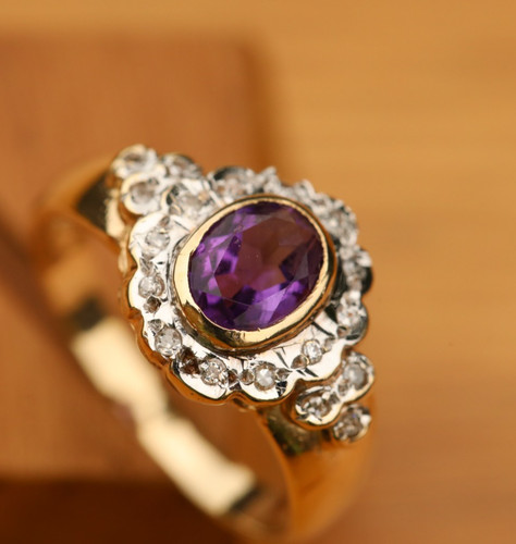 9ct amethyst and diamond - amethyst,
