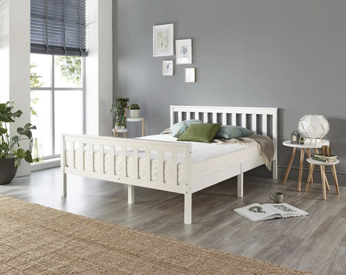 White solid wooden - white, bed