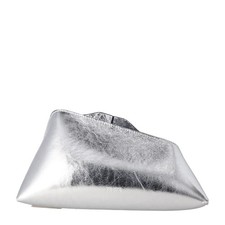 ATTICO Womens '8.30 PM' Clutch Bag Metallic Silver Leather Wrist Strap OS RRP665