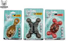 GNOSHER TOUGH NYLON DOG CHEW TOY BONES CHICKEN BACON CHOCOLATE GNAW PLAY DURABLE