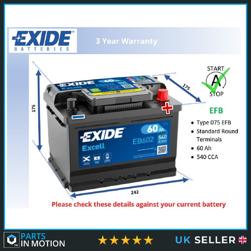 Car battery eb602 exide - car,