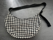 BRAND NEW Baggu Medium Crescent Bag in Black & White Pixel Gingham