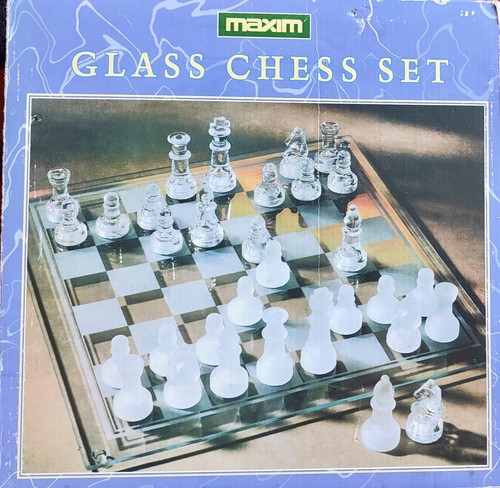 Glass maxim chess set with - chess,