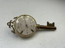 Vintage Desk Top Brass Metal BAROMETER -  Key Shaped - Made in France