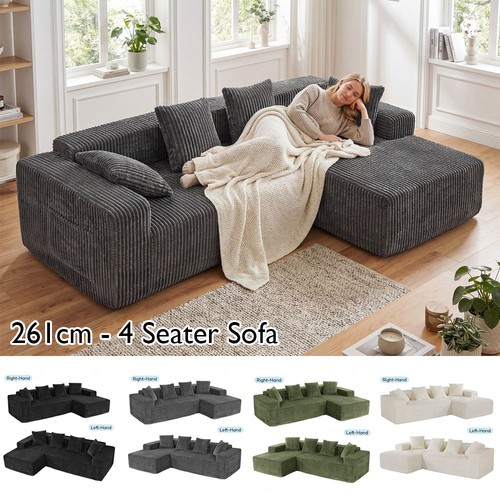Jumbo cord corner sofa suite - sofa,