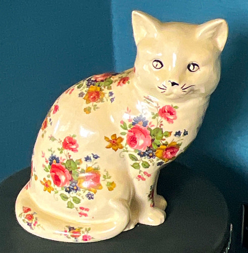 Staffordshire floral cat - staffordshire,