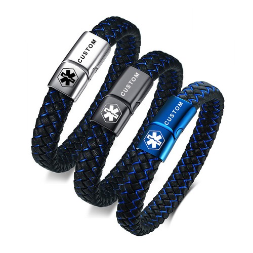 Braided leather medical alert - medical,