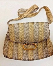 Asprey London Vintage Woven Handbag Silver Gold Thread Yellow Metal Hardware