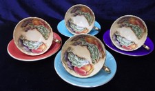 Aynsley Orchard Gold Harlequin  Set of 4 x Tea Cups & Saucers