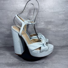 Black Suede Studio Shoes Womens Size 40 Light Blue Denim Platform Sandals Heels