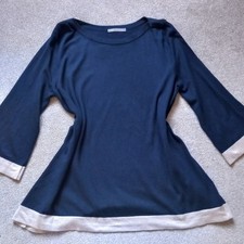 Marks And Spencer Size 16 Blue Top White Detailing