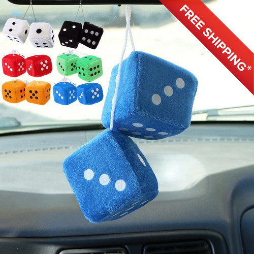 2pcs fuzzy dice car - car, rear