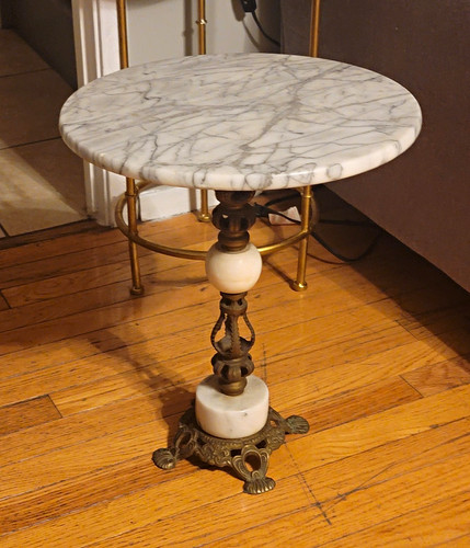 Round marble top end - marble,