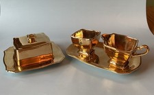 Vintage Grimwades Royal Winton England Golden Age Butter Dish, Cream & Sugar Set