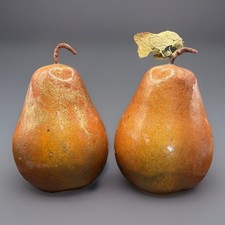 Set of 2 Large Faux Pears Fake Fruit 7" Tall Vintage Display Prop Kitchen Decor
